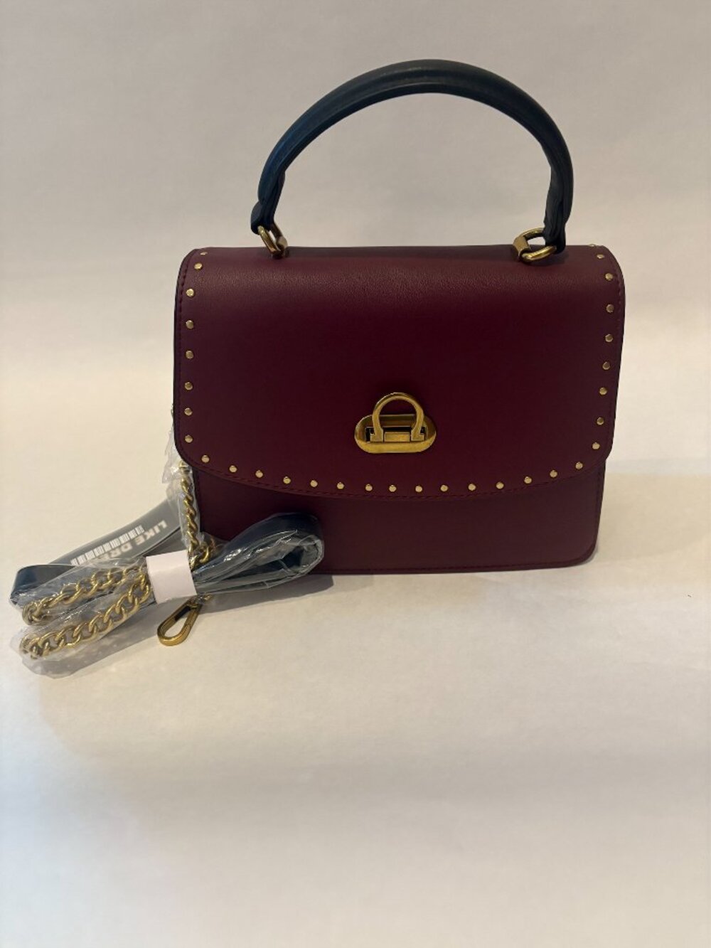 NWT Like Dreams Burgundy Handbag with Removable Shoulder Strap Brass Hardware